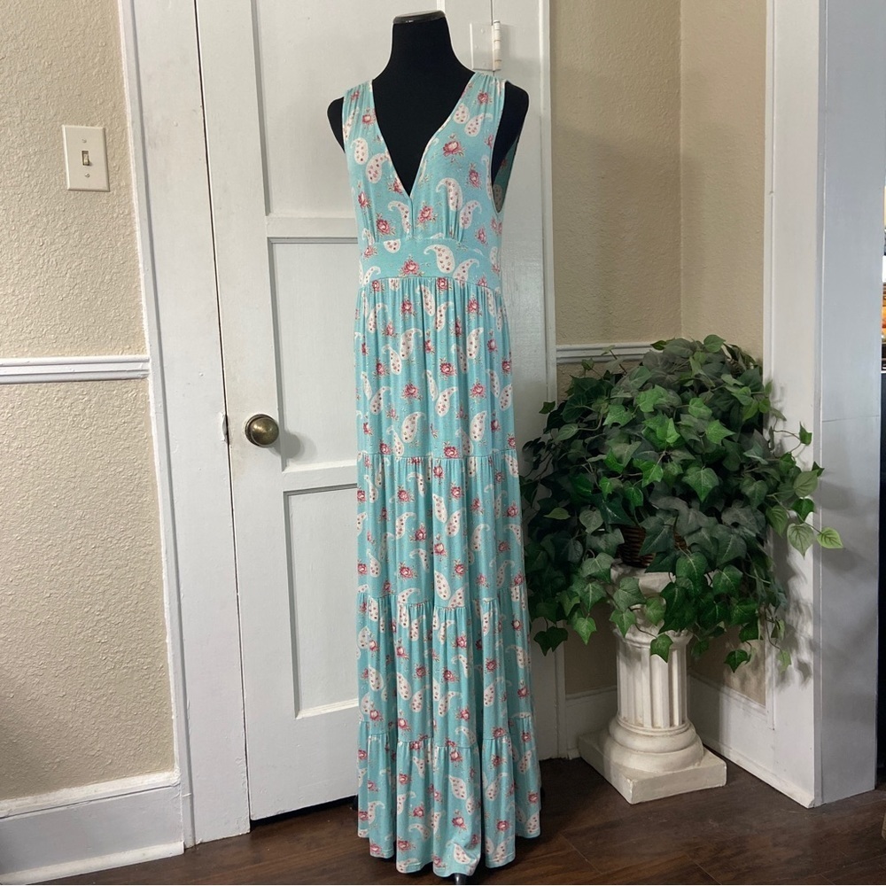 Garnet Hill Sleeveless 4 Tier Full Skirt Maxi Dress